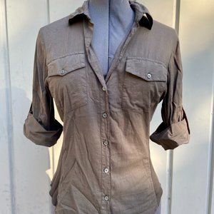 James Perse Brown Slub Side Panel Women's Shirt